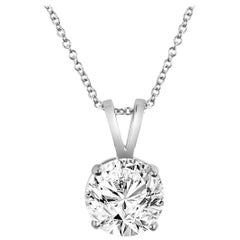 2 Carat Round Brilliant Cut Diamond Solitaire Pendant 14 Karat Gold