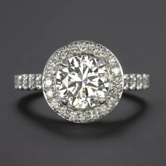 2 Carat Round Brilliant Cut Halo Platinum Ring
