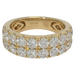 2 Carat Round Brilliant Diamond Double Row Band in 18k Yellow Gold
