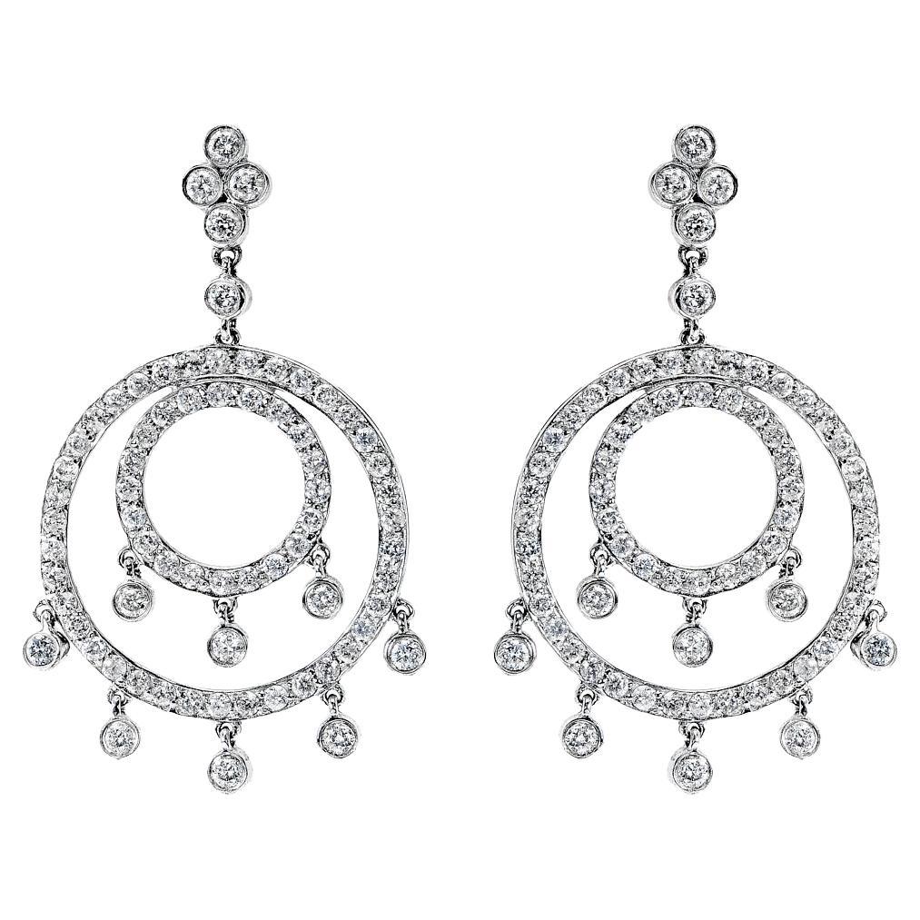 2 Carat Round Brilliant Diamond Hanging Earrings Certified For Sale