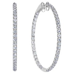 2 Carat Round Brilliant Diamond Hoop Earrings Certified