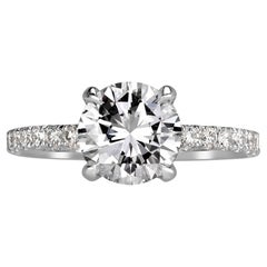 2 Carat Round Brilliant Diamond Ring Brilliant White 14K White Gold