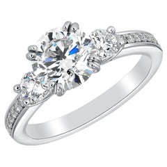 2 Carat Round Brilliant Diamond Ring Brilliant White 14K White Gold Quiet Power