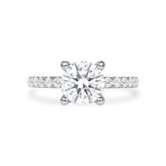 2 Carat Round Brilliant Diamond Ring Brilliant White 18K Gold Modern Nobility