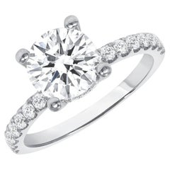 2 Carat Round Brilliant Diamond Ring Brilliant White 18K Gold Modern Nobility
