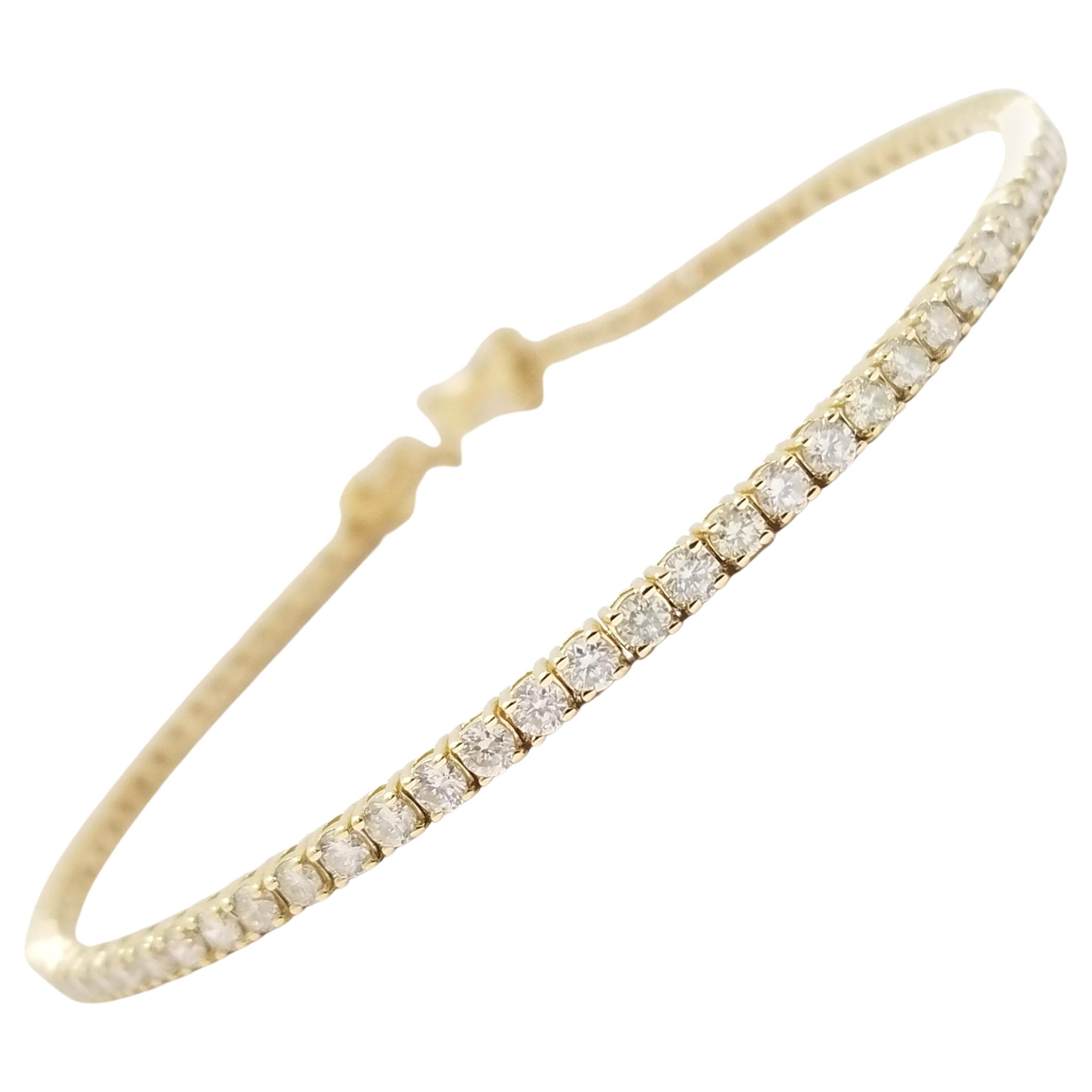 2.04 Carat Round Brilliant Diamond Tennis Bracelet 14 Karat Yellow Gold