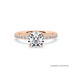 2 Carat Round Brilliant Engagement Ring with Delicate Pave Setting Rose Gold
