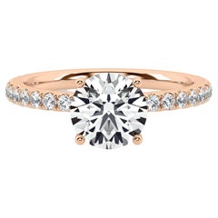 2 Carat Round Brilliant Engagement Ring with Delicate Pave Setting Rose Gold