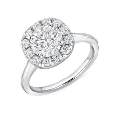 2 Carat Round Brilliant Halo Diamond Ring Brilliant 18K Gold Effortless Elegance