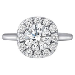 2 Carat Round Brilliant Halo Diamond Ring Brilliant 18K Gold Effortless Elegance