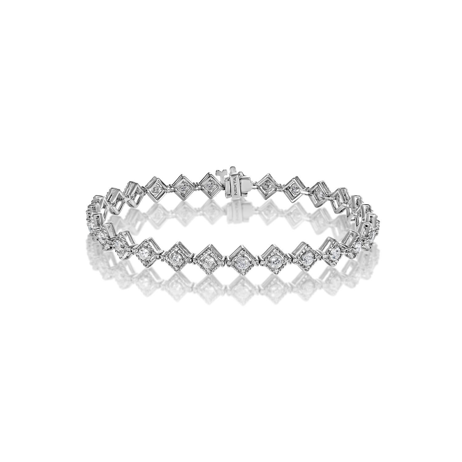 The ITZEL 1.93 Carat Single Row Diamond Bracelet features ROUND BRILLIANT CUT DIAMONDS weighing a total of approximately 1.93 carats, set in 14K White Gold.

Style: Single Row Diamond Bracelet


Diamonds
Diamond Size: 1.93 Carats
Diamond Shape: