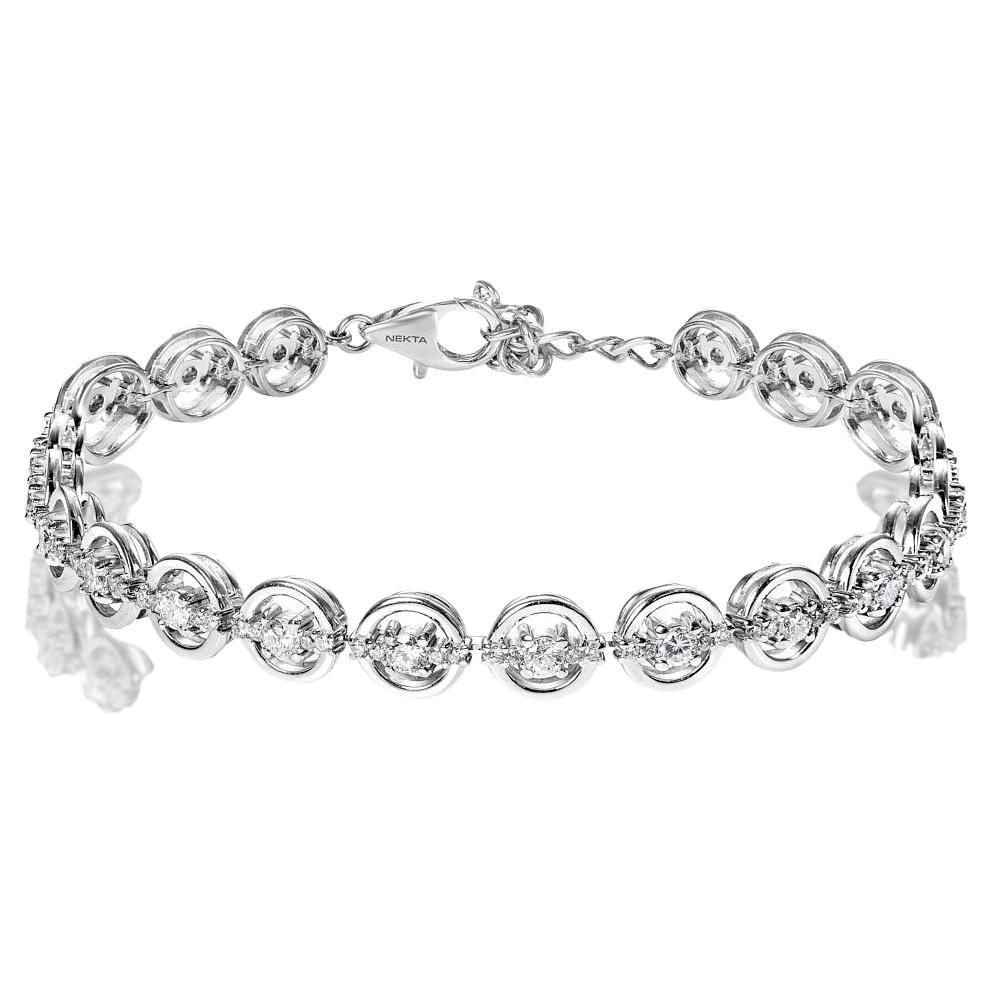 2 Carat Round Brilliant Single Row Diamond Bracelet Certified For Sale