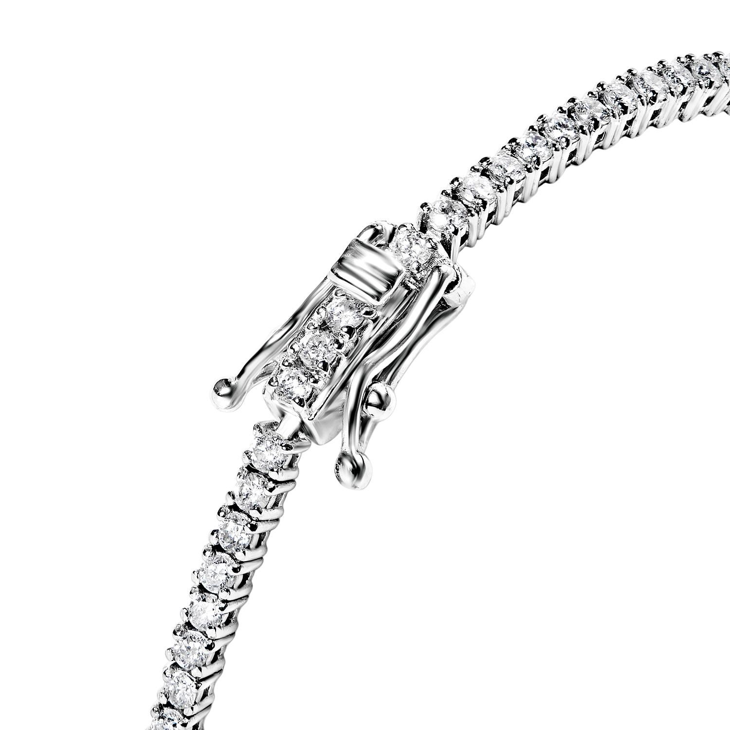 2 carat Round Brilliant Single Row Diamond Tennis Bracelet Certified In New Condition For Sale In New York, NY