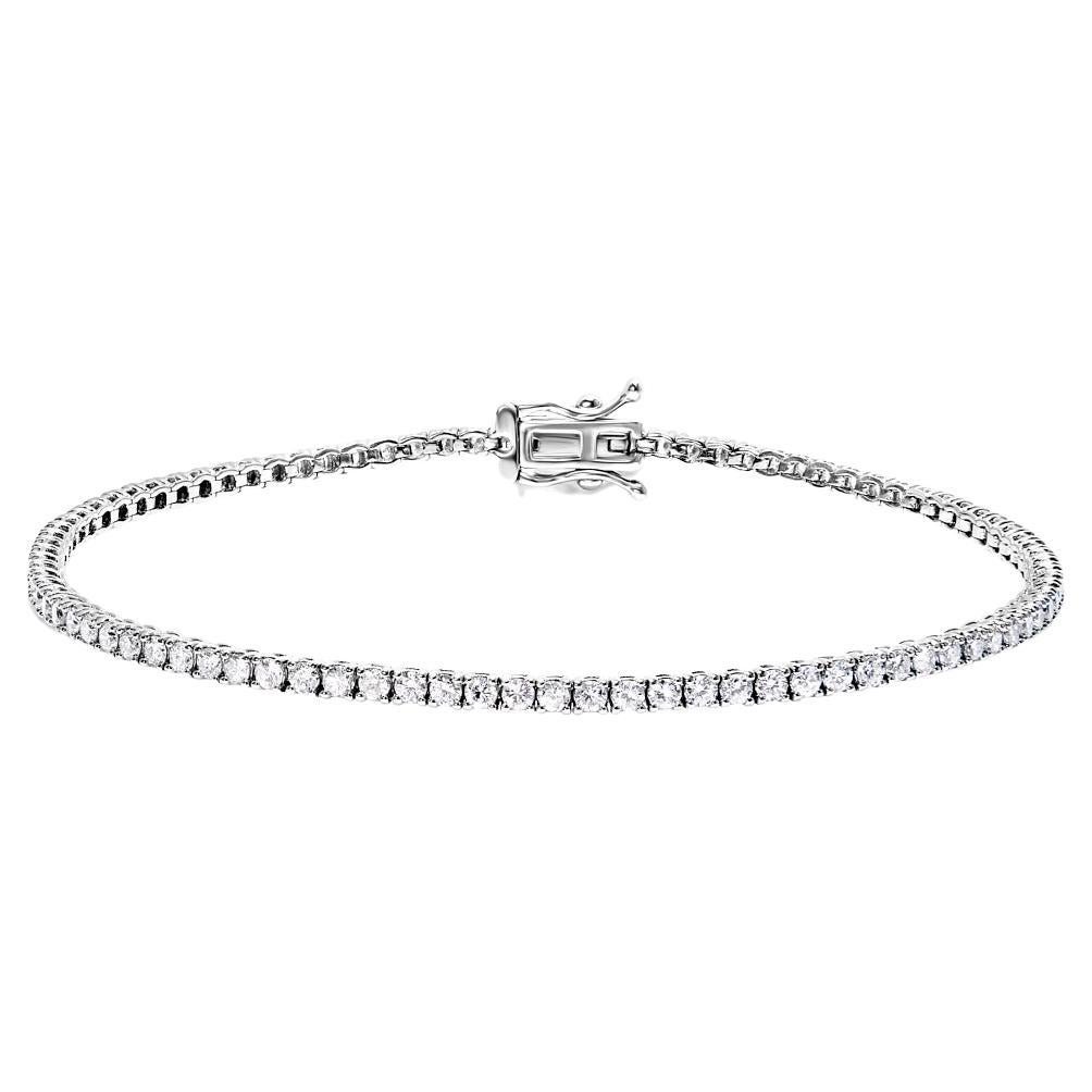 Bracelet tennis à rangée unique de diamants ronds et brillants de 2 carats certifiés en vente