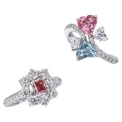 2 Carat Round Brilliant Statement Fancy pink & blue Sunlit Royal Radiance
