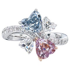 2 Carat Round Brilliant Statement Fancy pink & blue Sunlit Royal Radiance