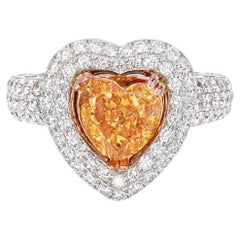 2 Carat Round Brilliant Statement Fancy Yellow 14K White Gold