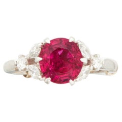 2 Carat Round Brilliant Statement Ruby Red 14K Gold Modern Nobility Heirloom