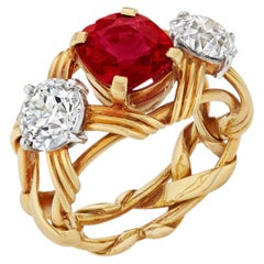2 Carat Round Brilliant Statement Ruby Red 14K White Gold Quiet Power