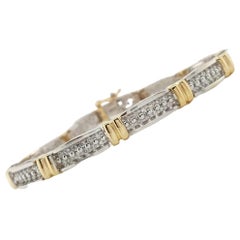 2 Carat Round Cut Diamond 14 Karat Two Tone Gold Bracelet