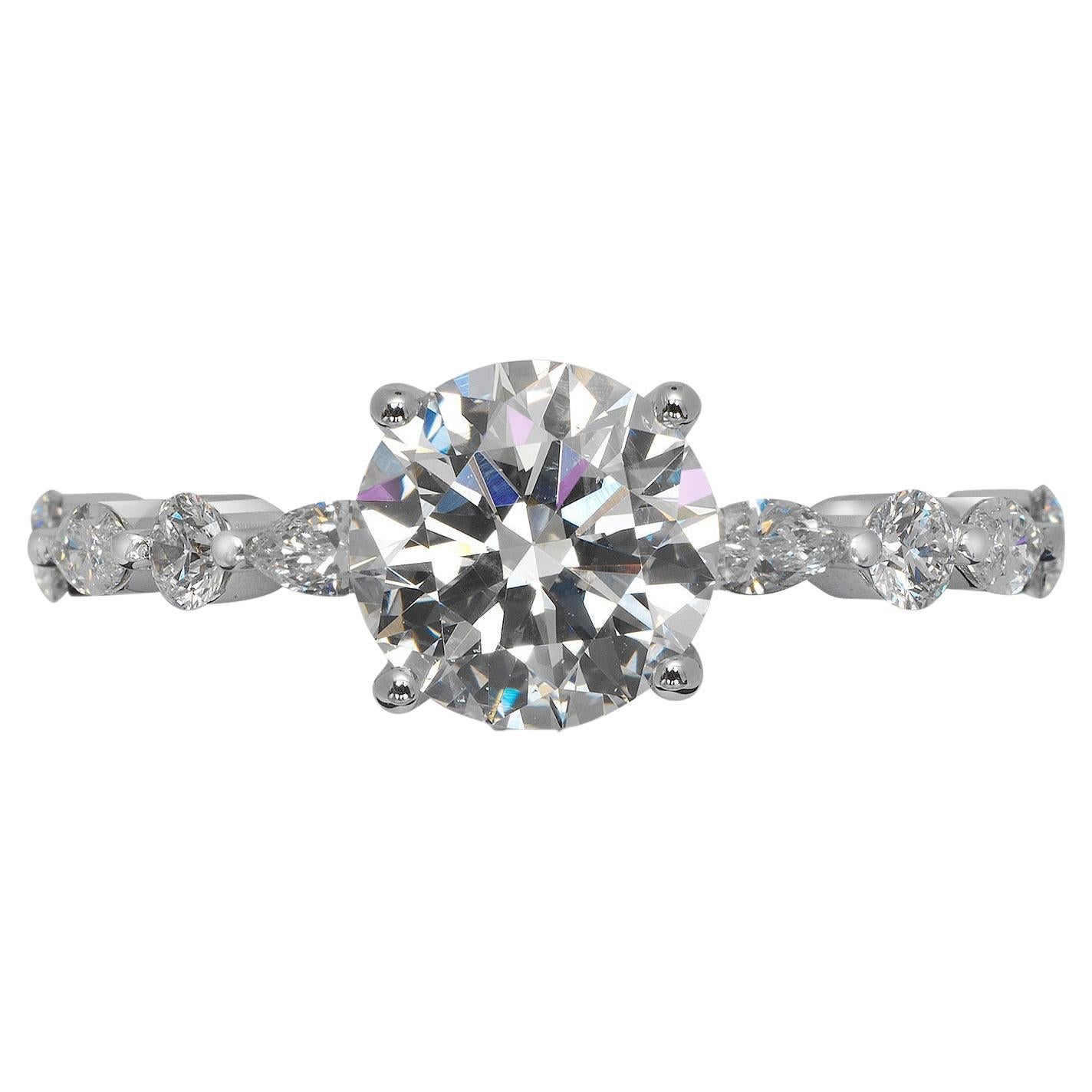 Harry Winston 2.02 Carat E Color VS1 Round Diamond Engagement Ring For