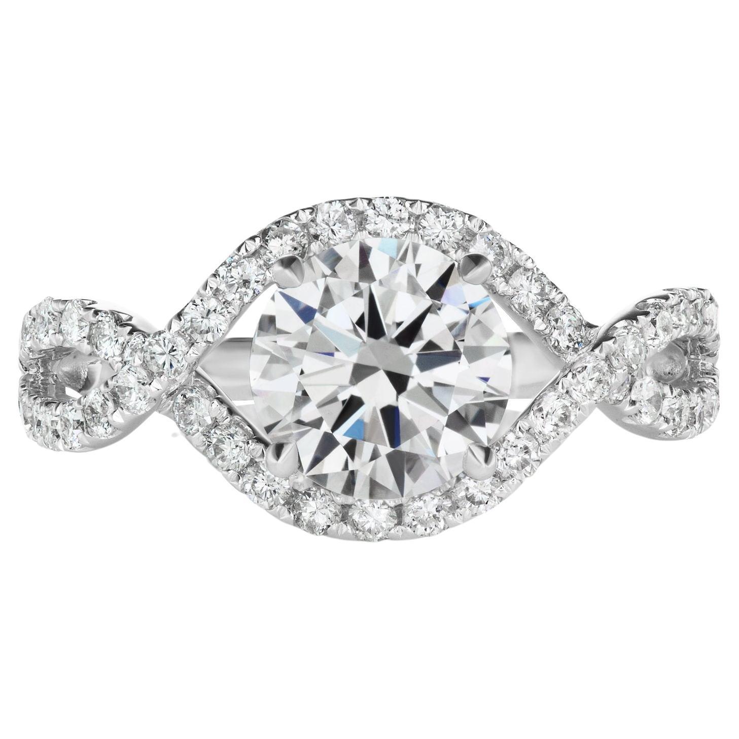 2 Carat Round Cut Diamond Engagement Ring EGL Certified F VVS For Sale