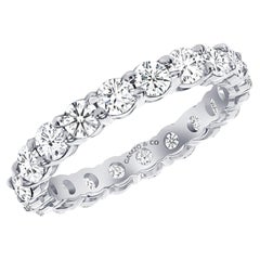 2 Carat Round cut Diamond Eternity Band 14k White Gold basket setting