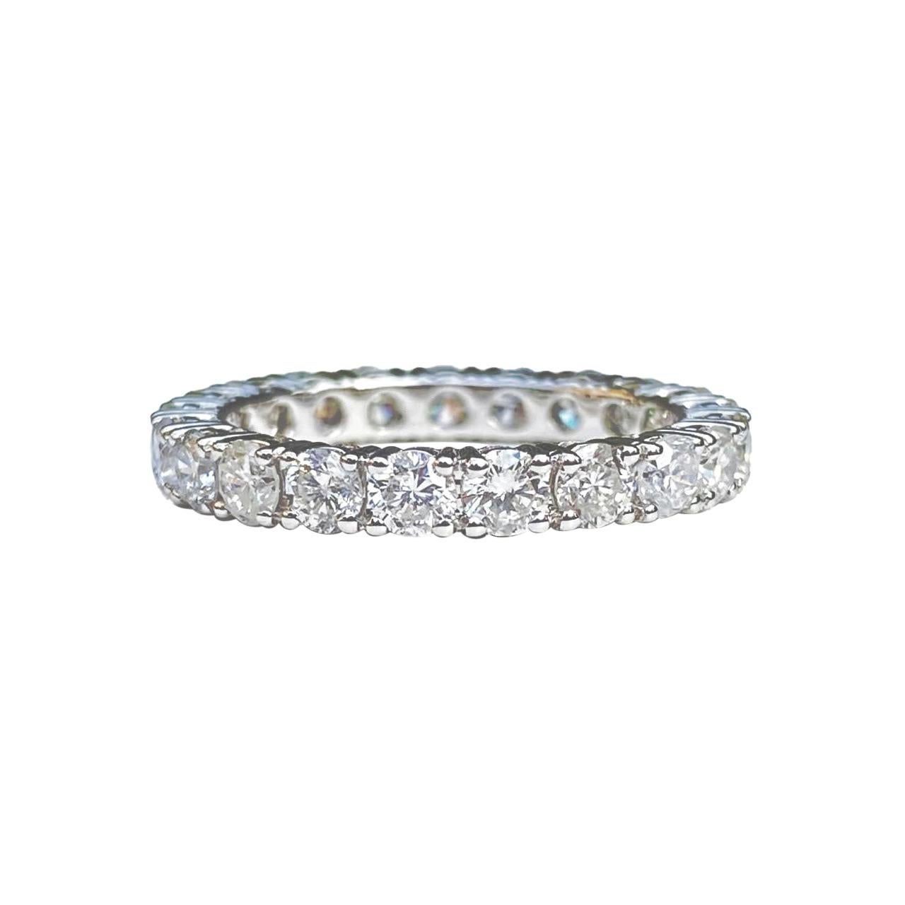 2 Carat Round Cut Diamond Full Eternity Band in 18k White Gold For Sale