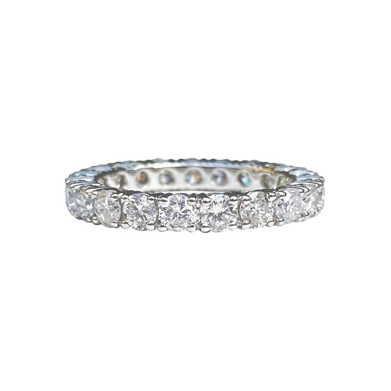 2 Carat Round Cut Diamond Full Eternity Band in 18k White Gold For Sale ...