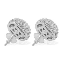 2 Carat Round Cut Diamond Half Ball Earrings 18 Karat White Gold Setting