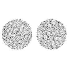 2 Carat Round Cut Diamond Half Ball Earrings 18 Karat White Gold Setting