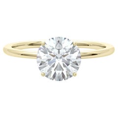 2 Carat Round Diamond Engagement Ring with Hidden Halo 14k Yellow Gold