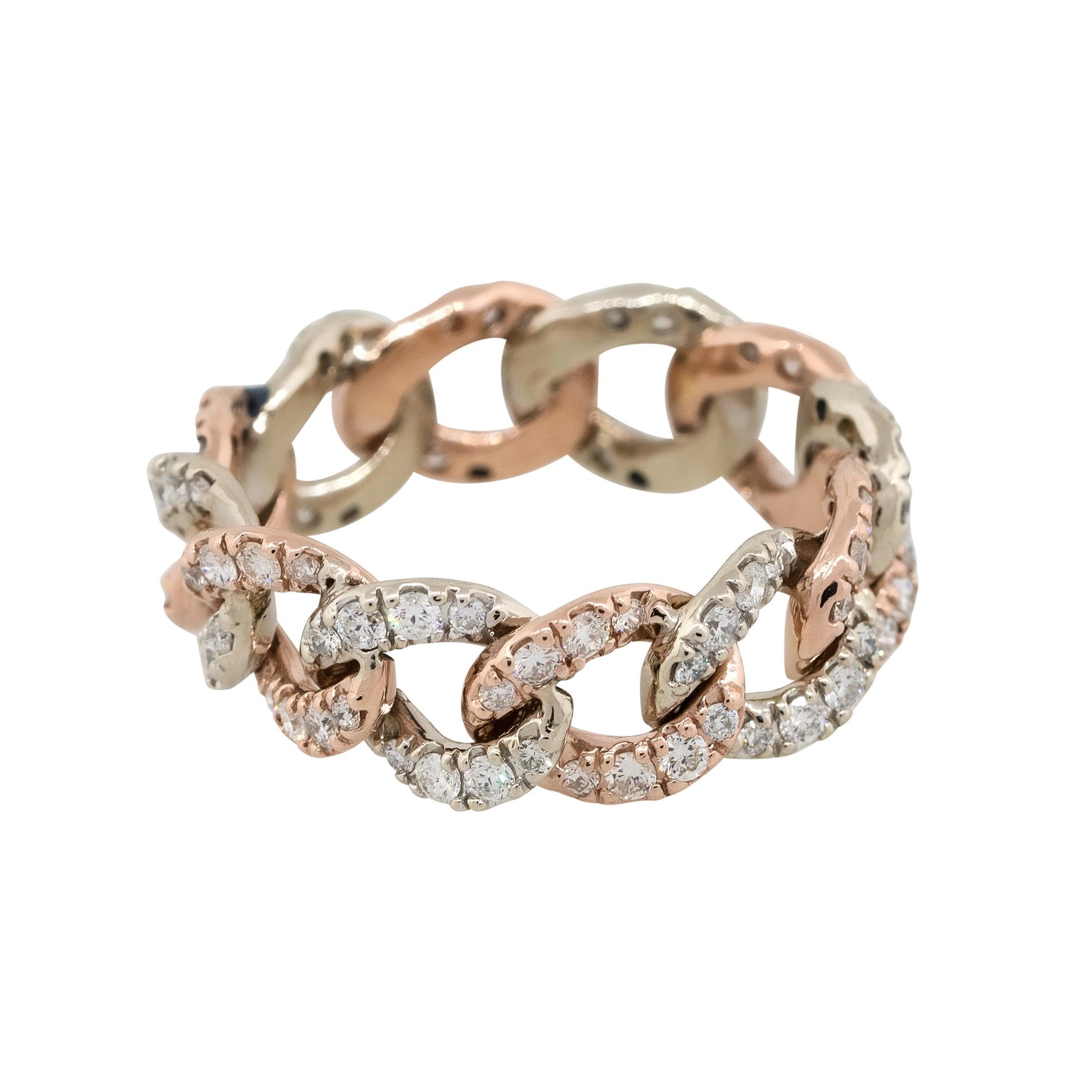 Material: 14k white & rose gold
Diamond Details: Approx. 2ctw of round cut Diamonds. Diamonds are G/H in color and VS in clarity
Ring Size: 10.75 
Ring Measurements: 25mm x 8mm x 25mm
Total Weight: 7.4g (4.7dwt)
Additional Details: This item comes