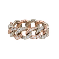 2 Carat Round Diamond Pave Cuban Link Ring 14 Karat