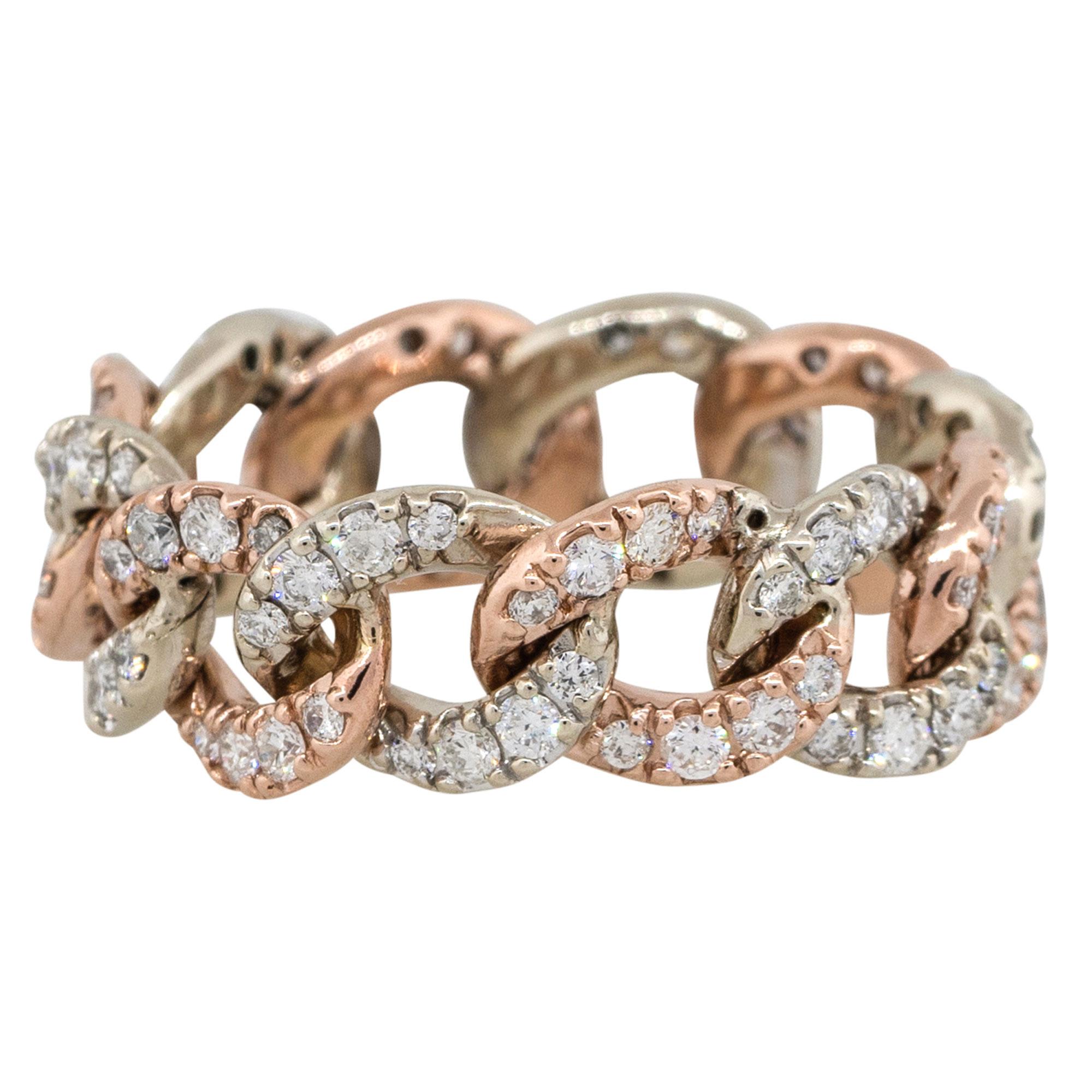 2 Carat Round Diamond Pave Cuban Link Ring 14 Karat In New Condition For Sale In Boca Raton, FL