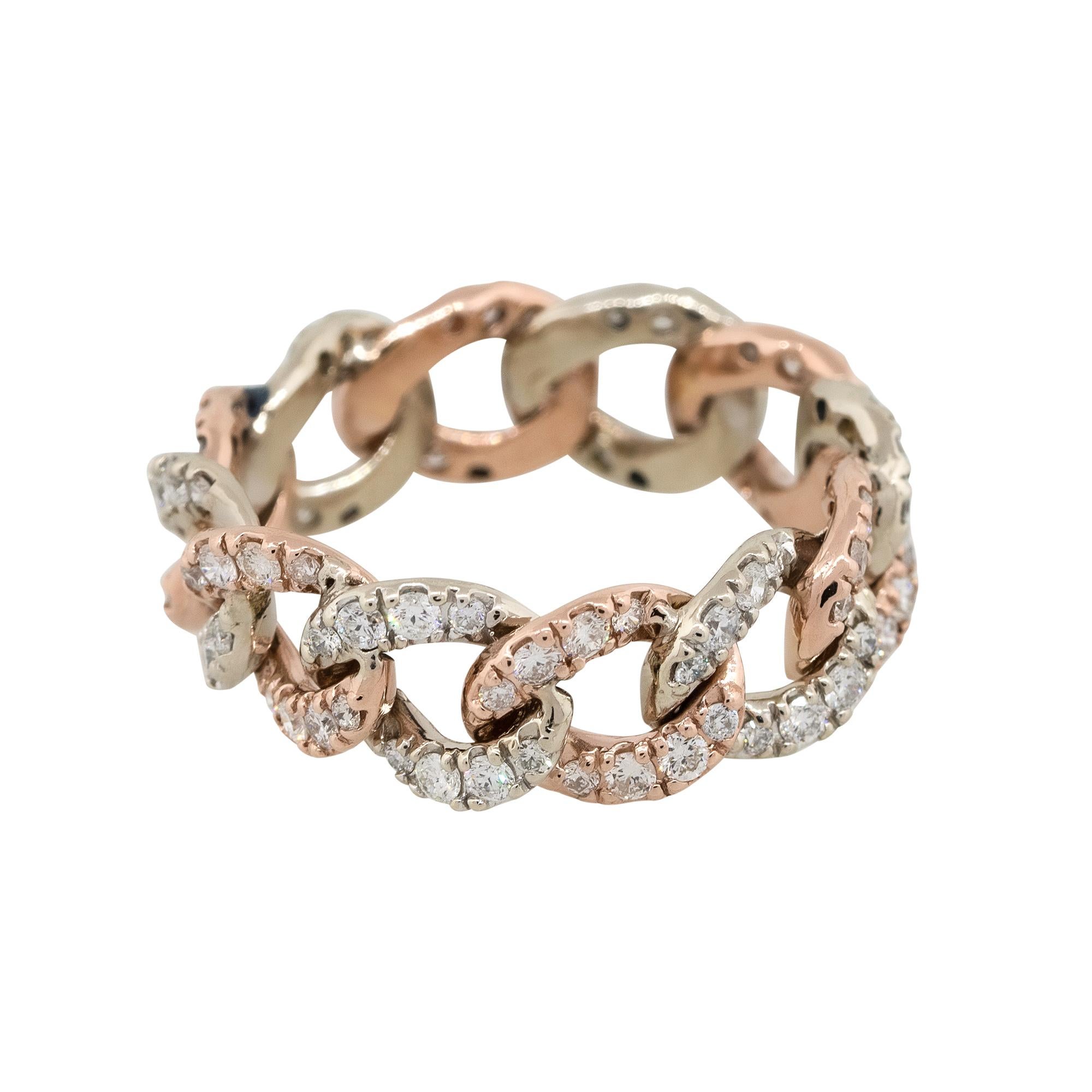 Anillo de eslabón cubano con pavé de diamantes redondos de 2 quilates y 14 quilates en venta 2