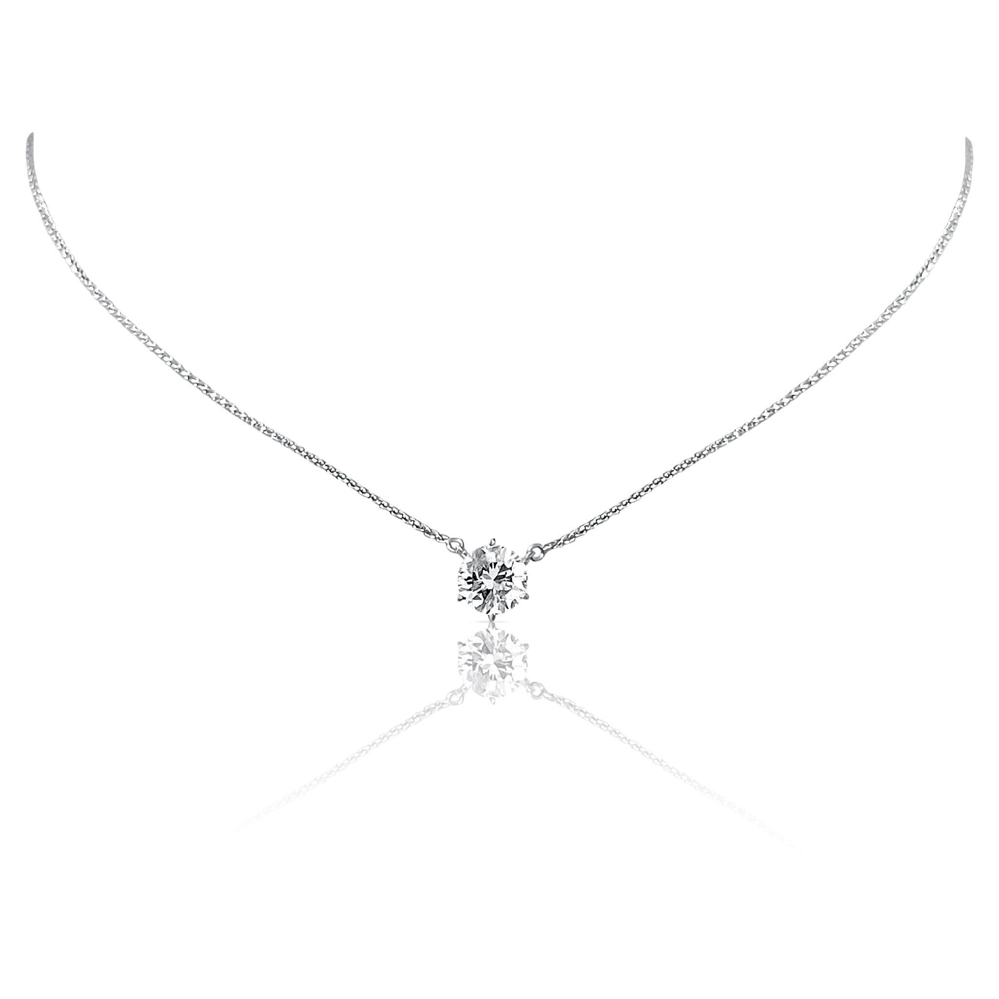 2 Carat Round Diamond Solitaire Pendant Necklace For Sale