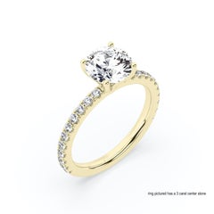 2 Carat Round Diamond Engagement Ring with Delicate Pave Setting 14k Yellow