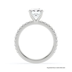 2 Carat Round Diamond Engagement Ring with Delicate Pave Setting Platinum