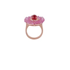 2 Carat Rubellite, Pink Sapphire Diamond Ring Studded in 18 Karat Rose Gold