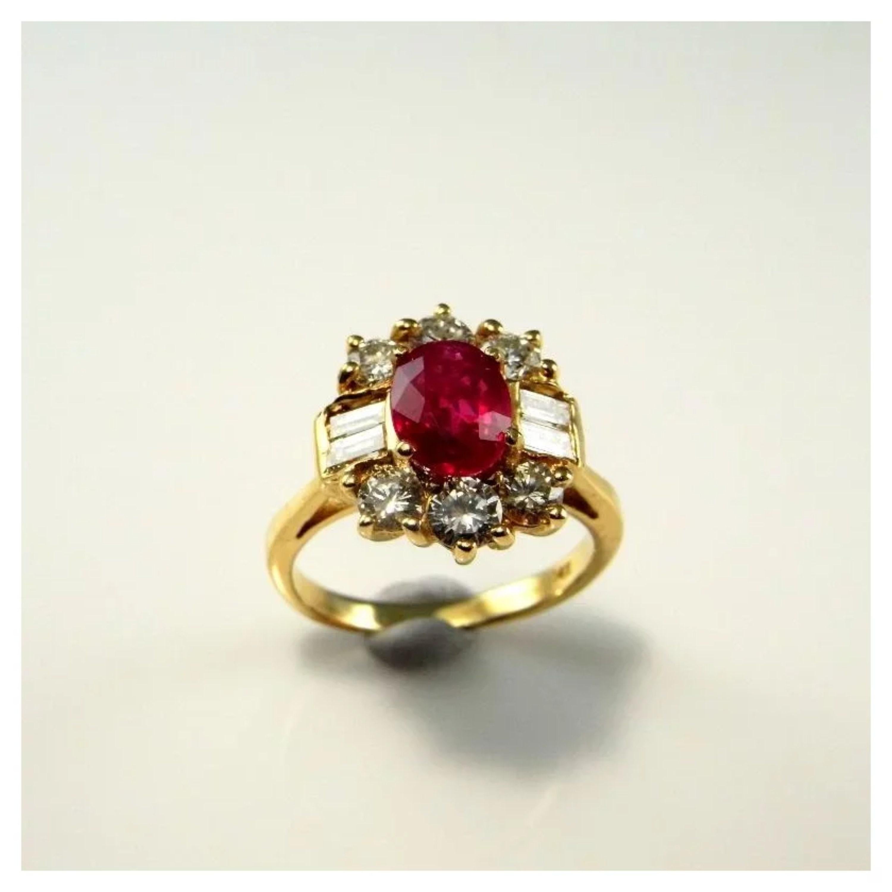 For Sale:  2 Carat Ruby Diamond Bridal Ring Vintage Oval Shaped Ruby Diamond Wedding Ring 3