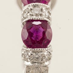 2 Carat Ruby Diamond Half Hoop Earrings in 18k White Gold
