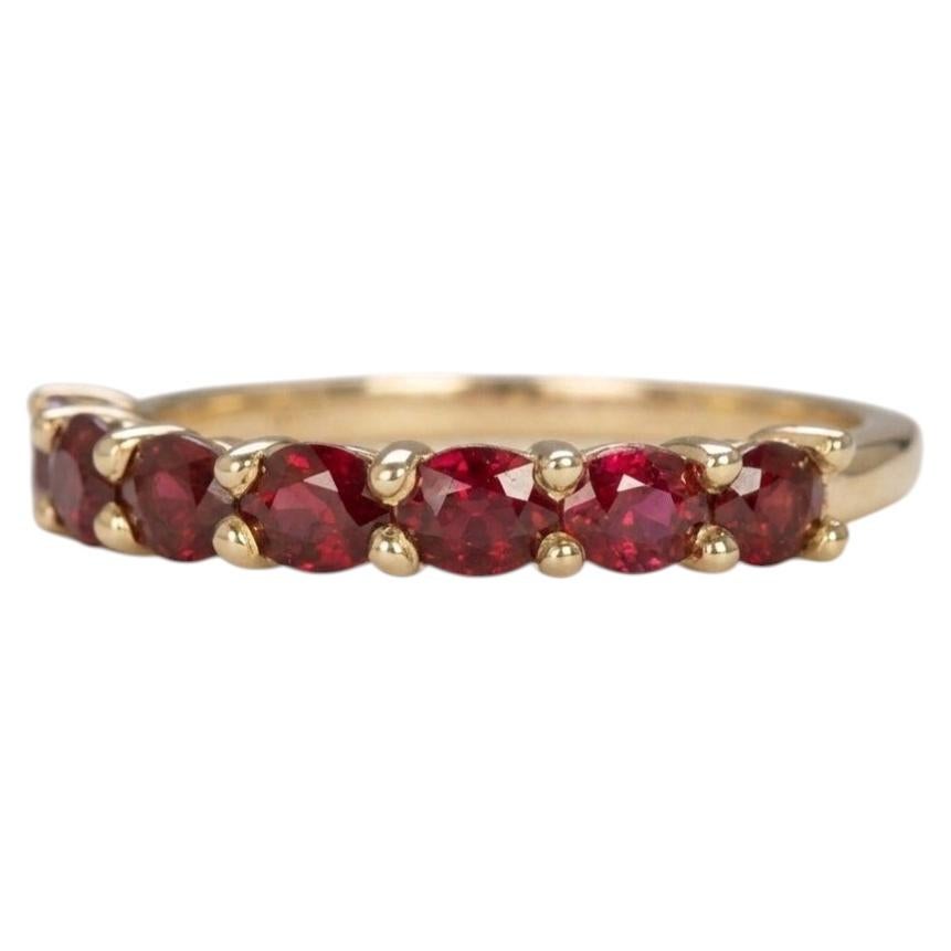 2 Carat Ruby East-West Oval Cut Eternity Band in 14k Gold