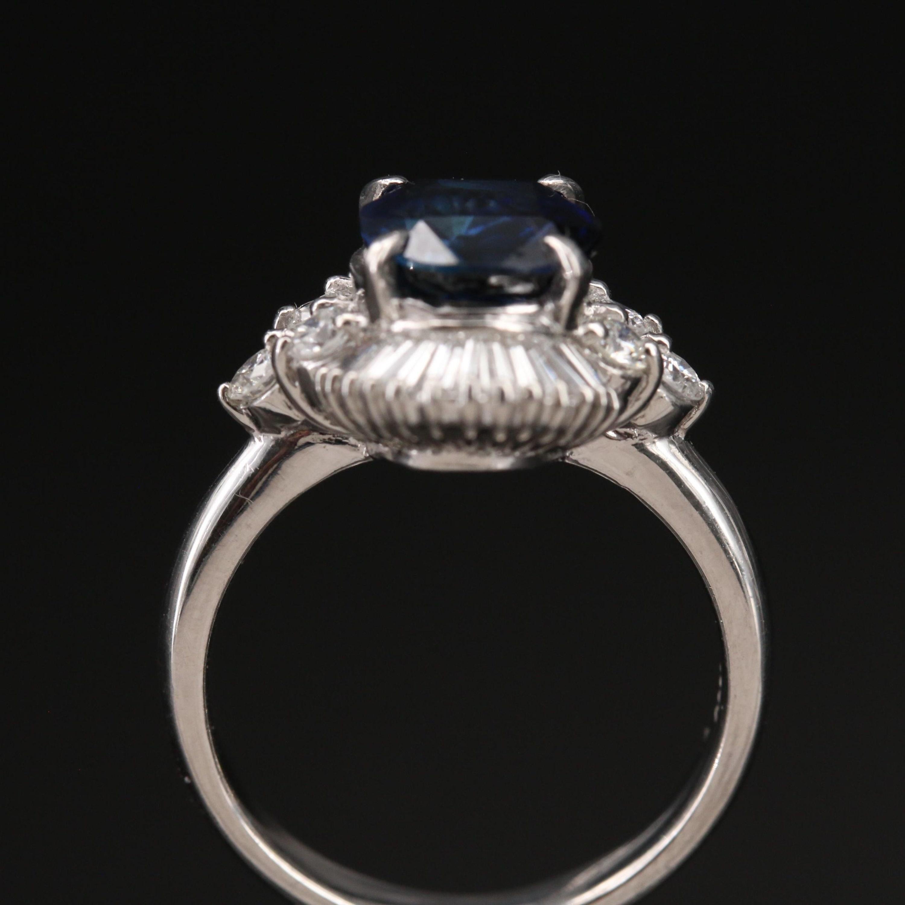 For Sale:  3.6 Carat Antique Sapphire Diamond Engagement Ring, Ceylon Sapphire Wedding Ring 2