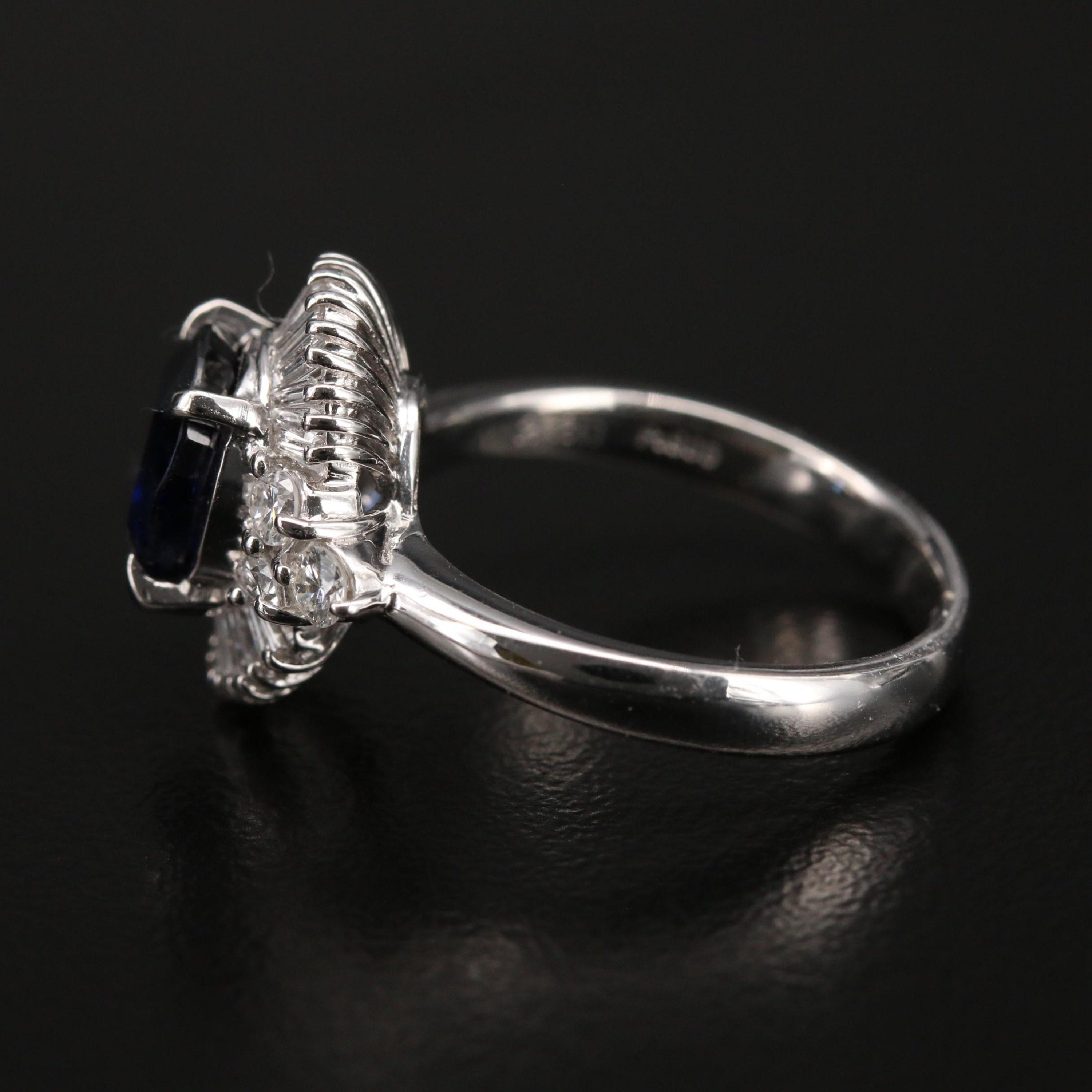 For Sale:  3.6 Carat Antique Sapphire Diamond Engagement Ring, Ceylon Sapphire Wedding Ring 4