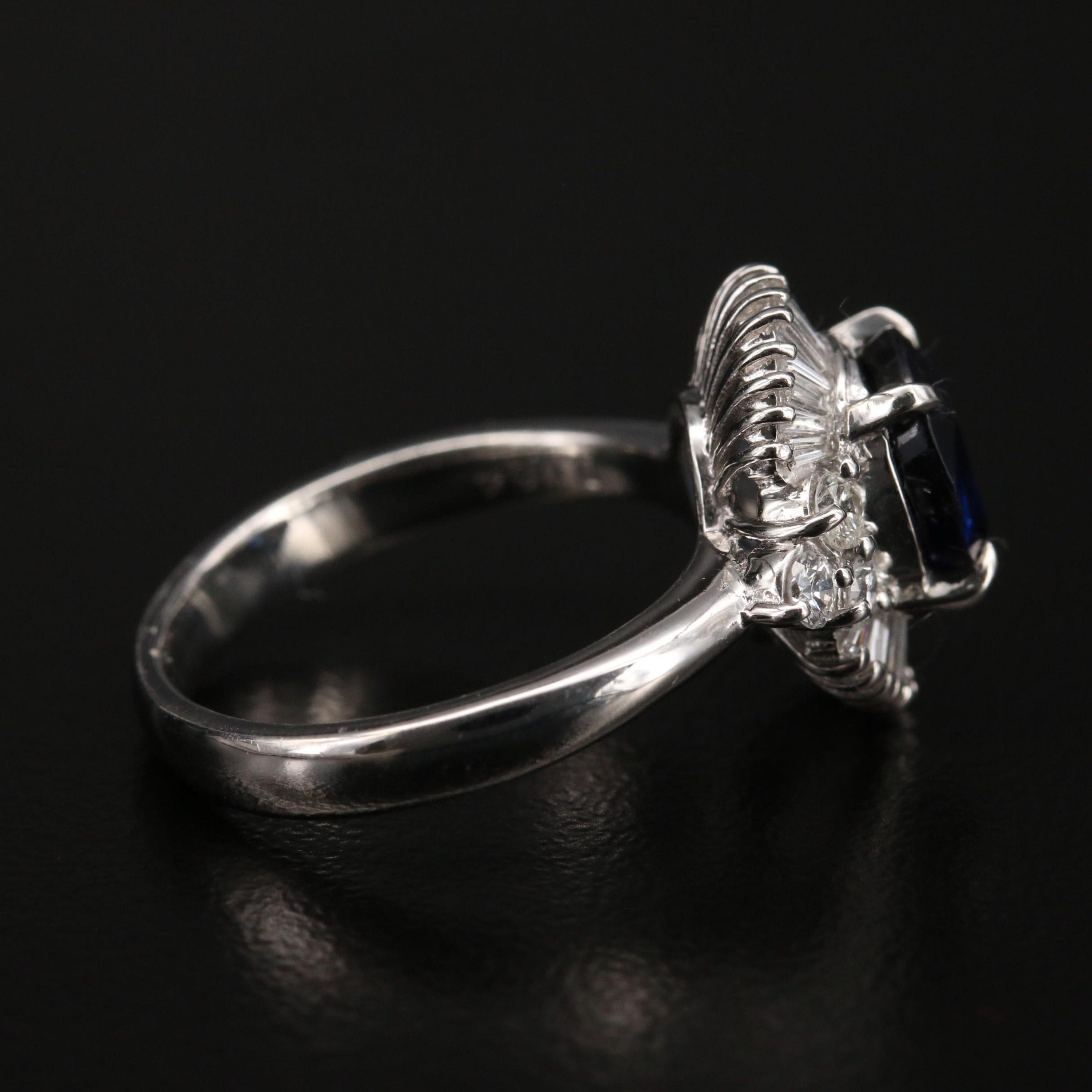 For Sale:  3.6 Carat Antique Sapphire Diamond Engagement Ring, Ceylon Sapphire Wedding Ring 6