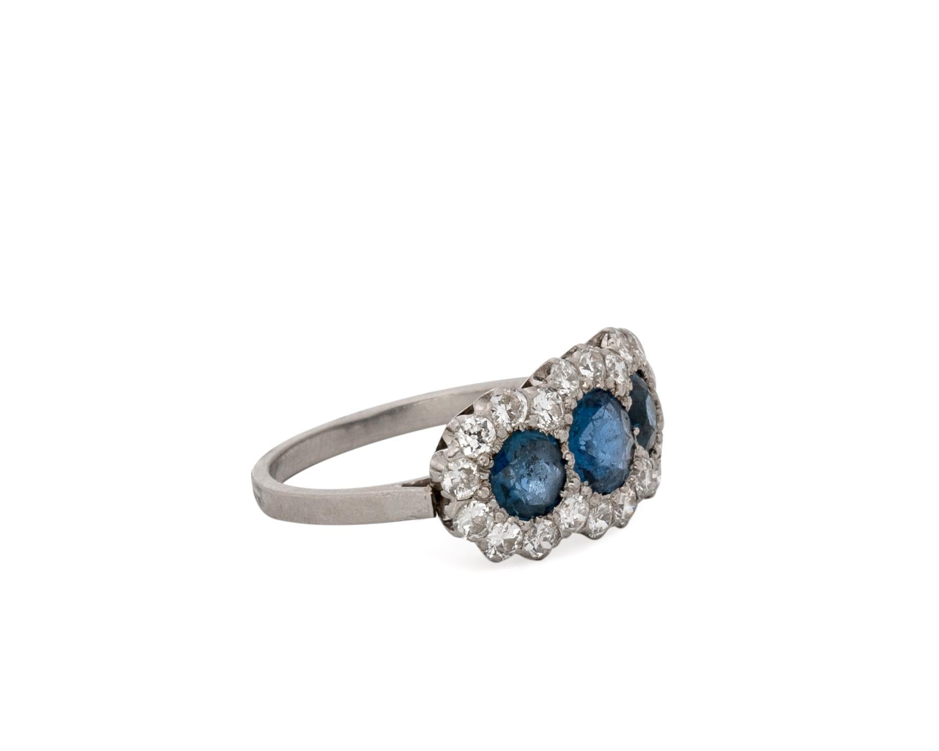 Art Deco 2 Carat Sapphire and Diamond Platinum Ring