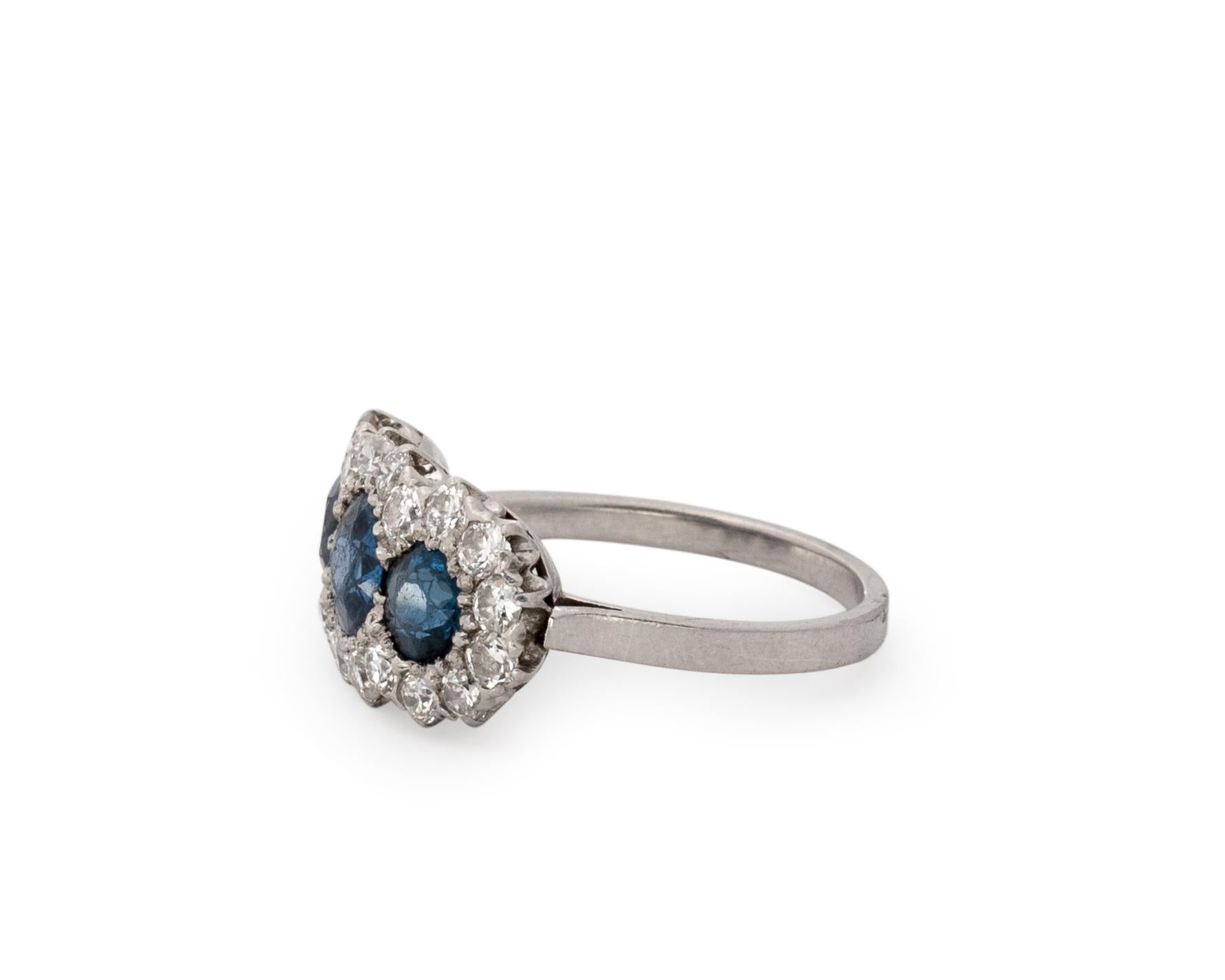 2 Carat Sapphire and Diamond Platinum Ring In Excellent Condition In Atlanta, GA
