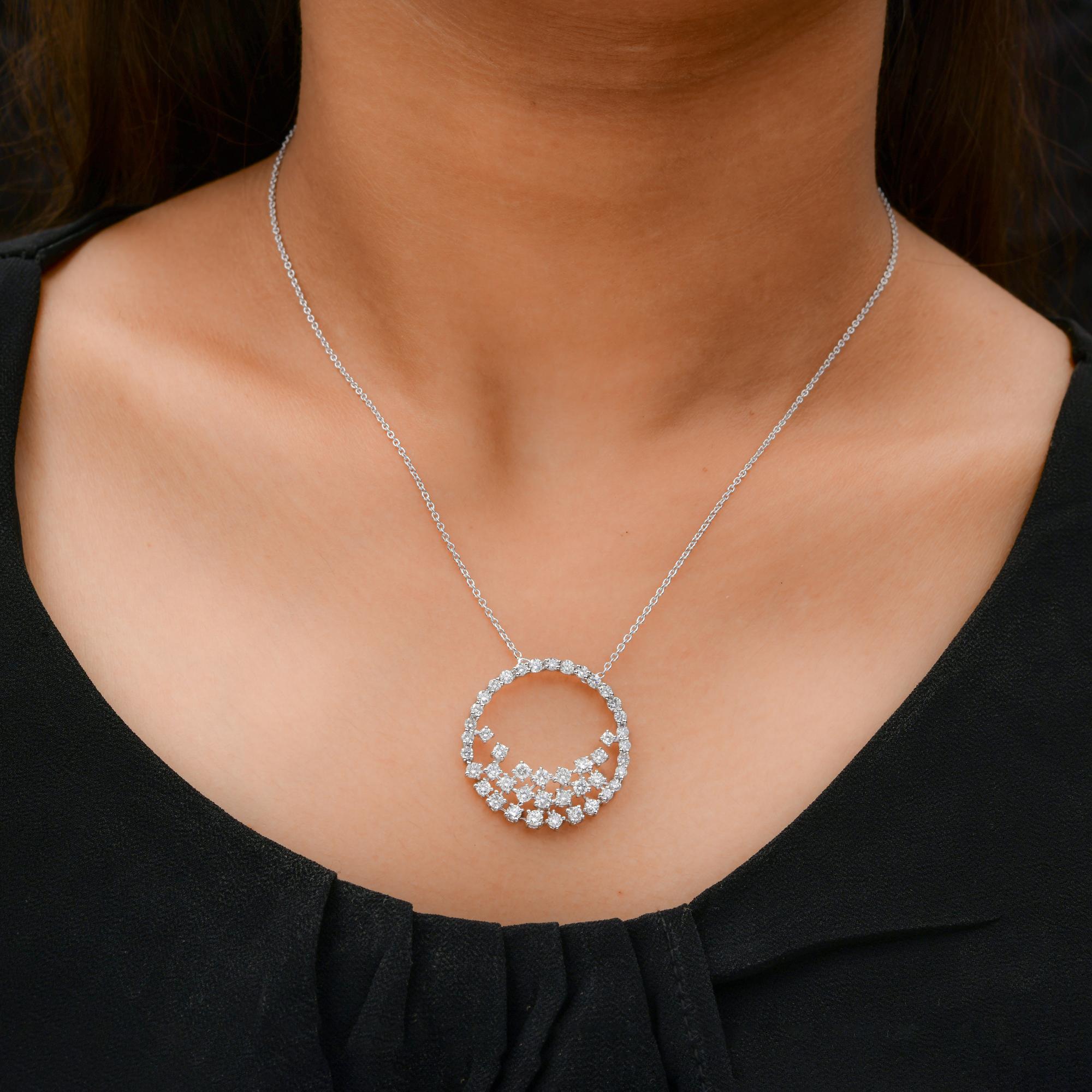 Modern 2 Carat SI Clarity HI Color Diamond Charm Pendant Necklace 14 Karat White Gold For Sale