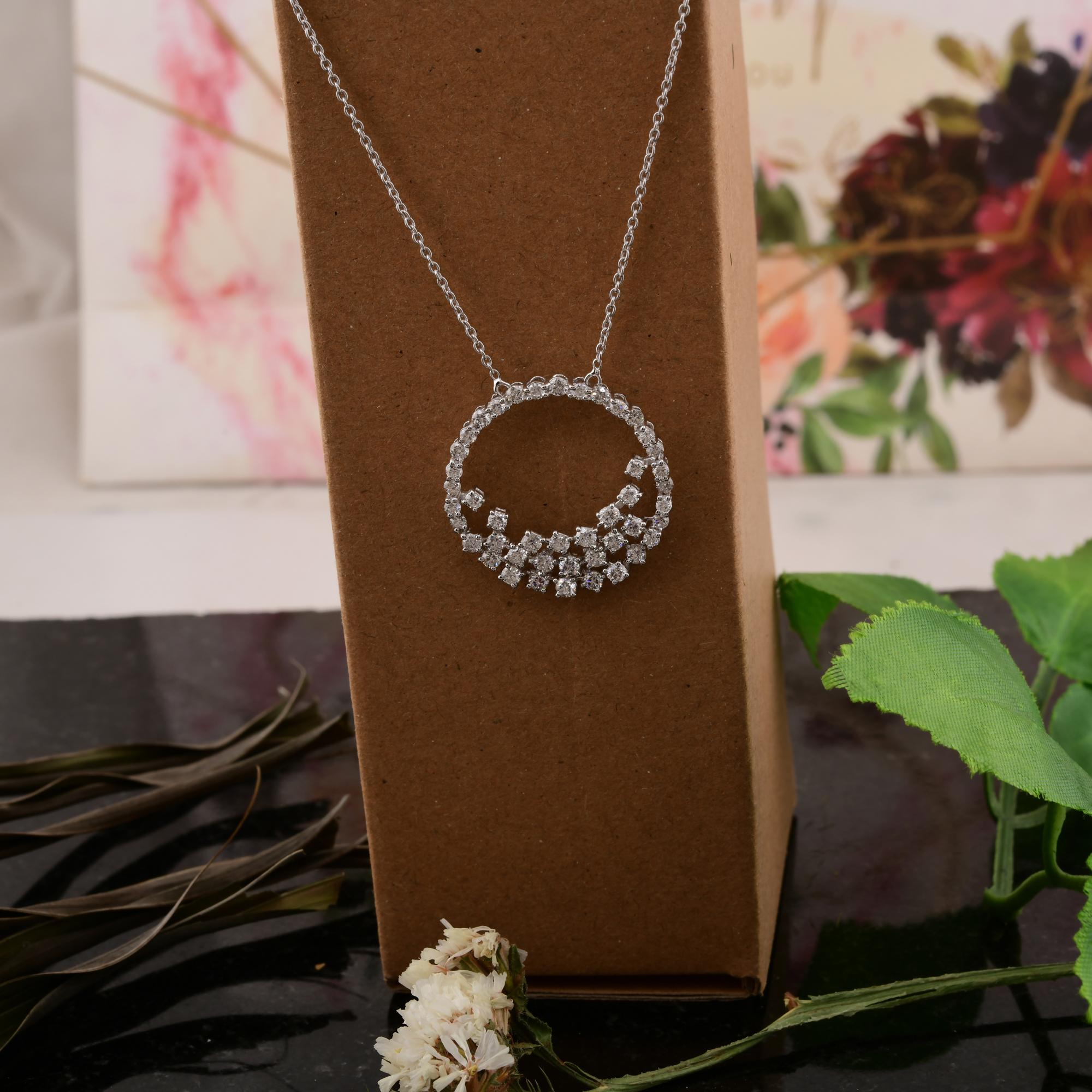2 Carat SI Clarity HI Color Diamond Charm Pendant Necklace 14 Karat White Gold In New Condition For Sale In Diera, Dubai